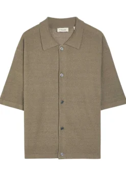 Textured-knit linen and silk-blend shirt