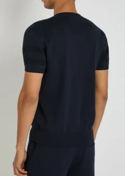 Textured knit logo cotton-blend T-shirt