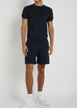 Textured knit logo cotton-blend T-shirt