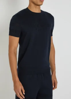 Textured knit logo cotton-blend T-shirt