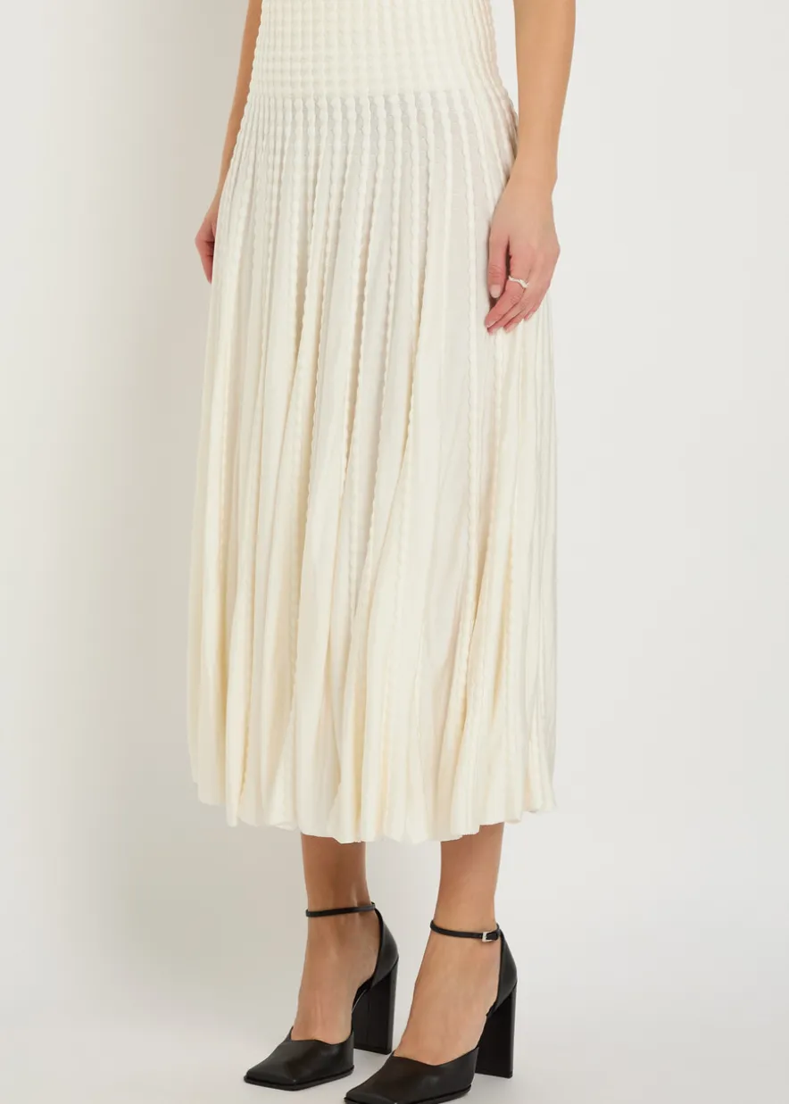 Textured knit midi skirt