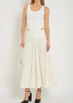 Textured knit midi skirt