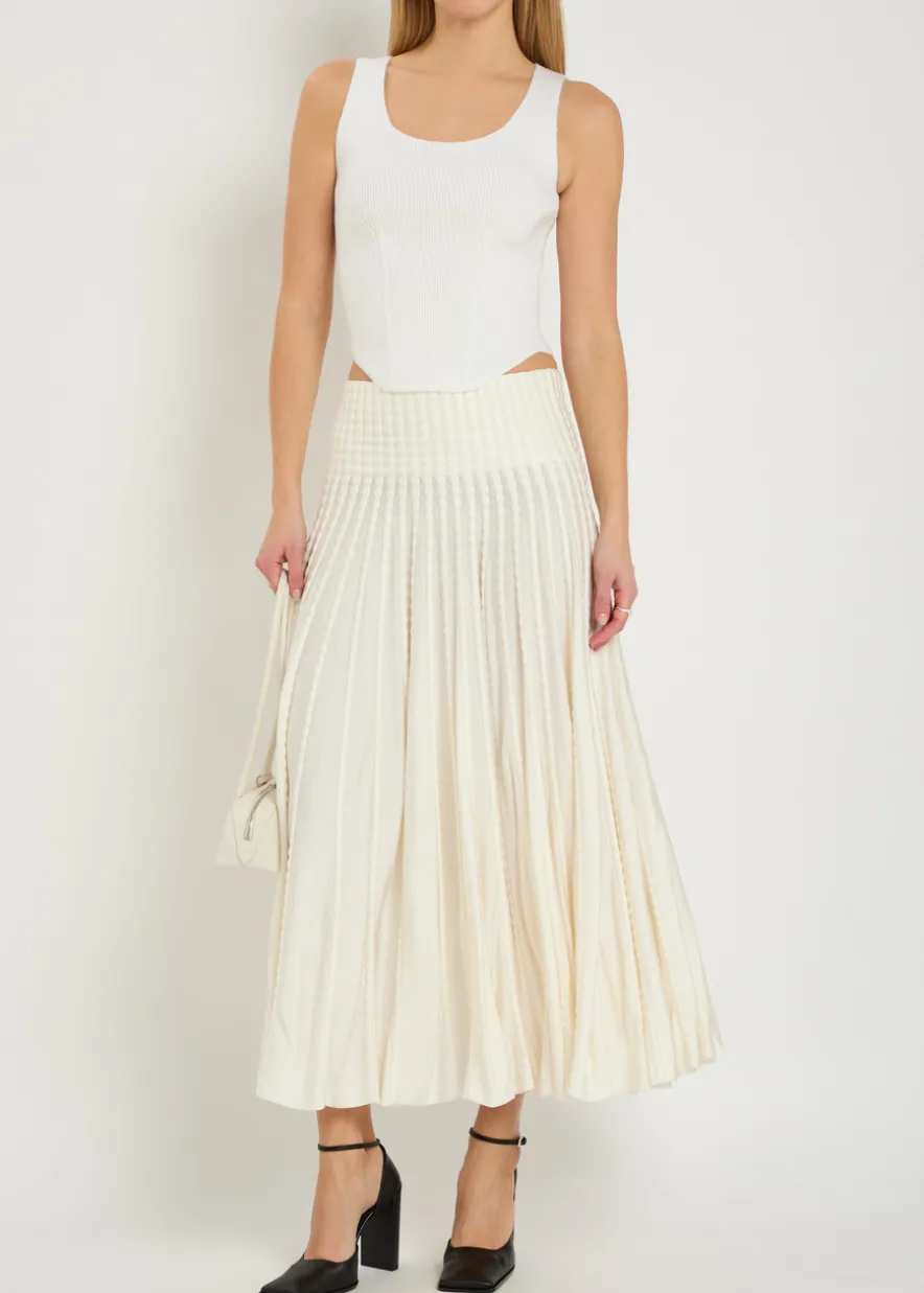 Textured knit midi skirt