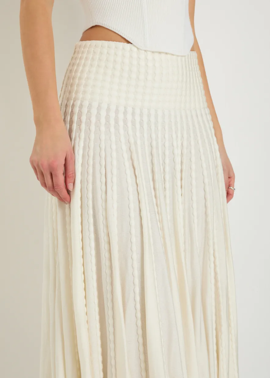 Textured knit midi skirt
