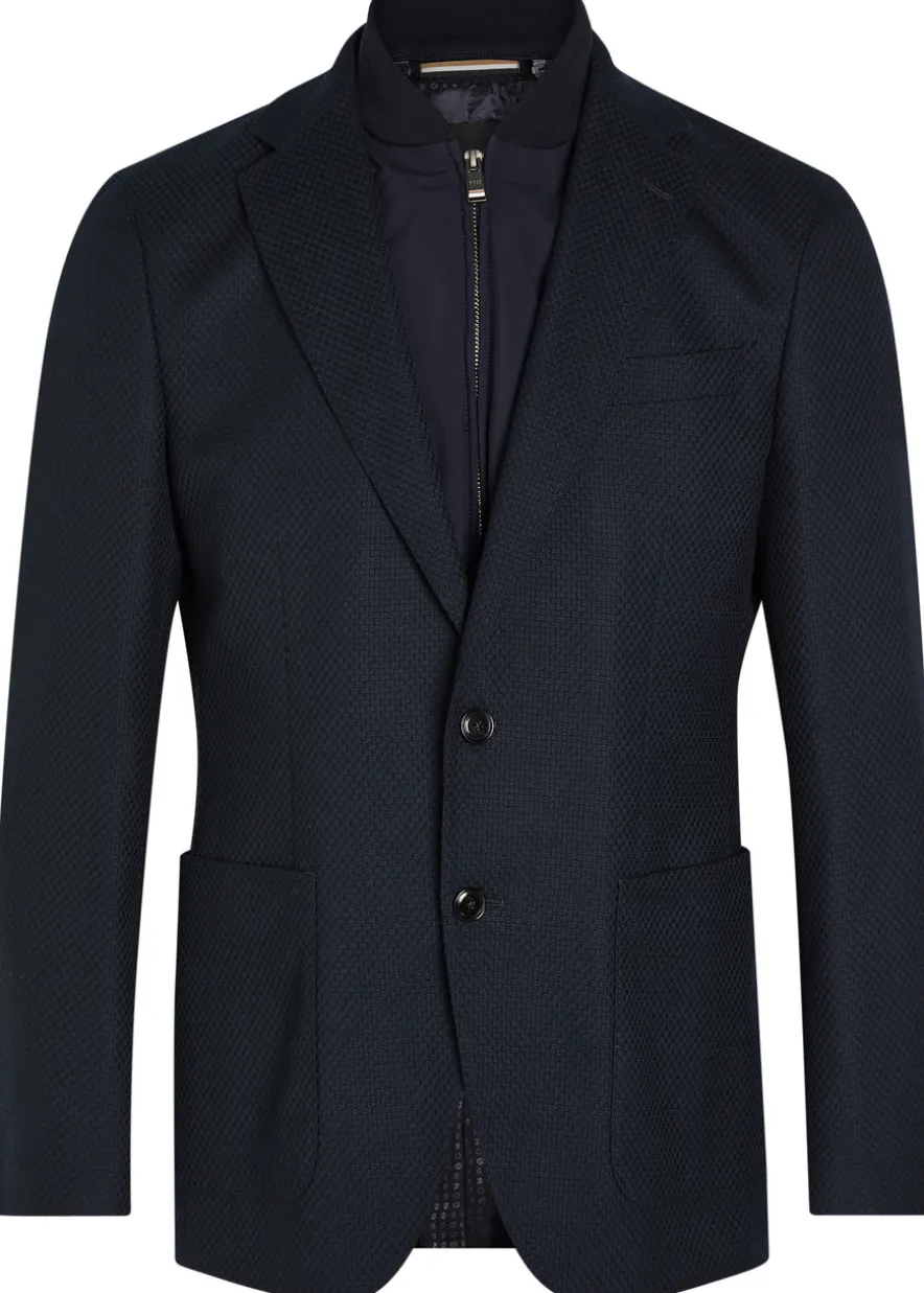 Textured layered cotton-blend blazer