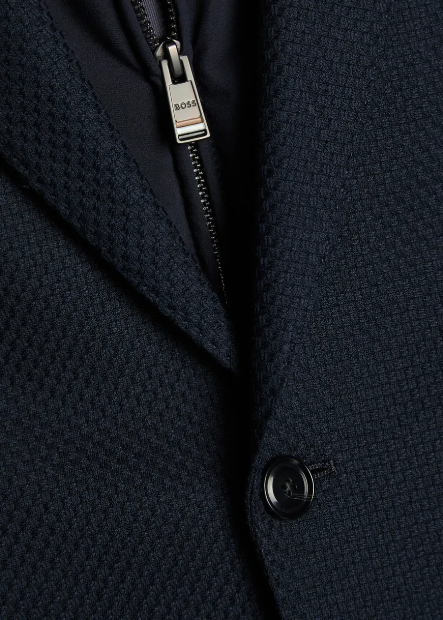 Textured layered cotton-blend blazer