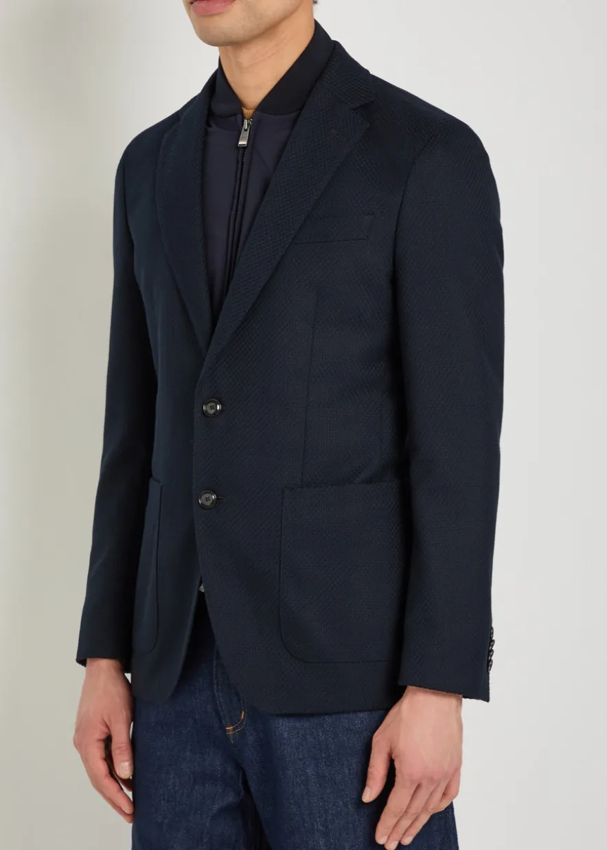 Textured layered cotton-blend blazer