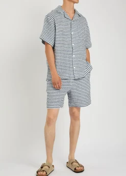 Textured patterned linen shirt