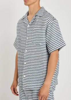 Textured patterned linen shirt