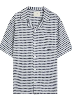 Textured patterned linen shirt