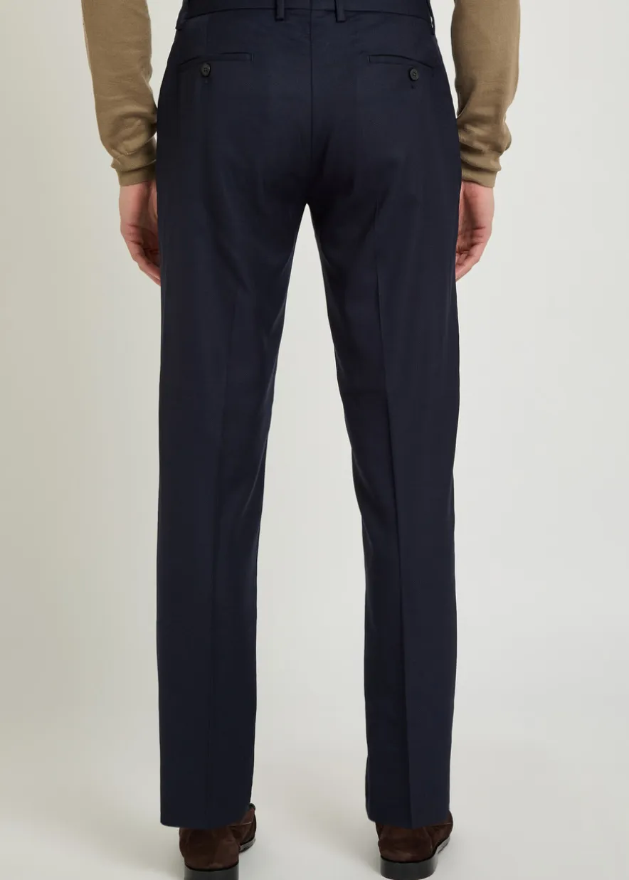 Textured slim-leg stretch-wool trousers