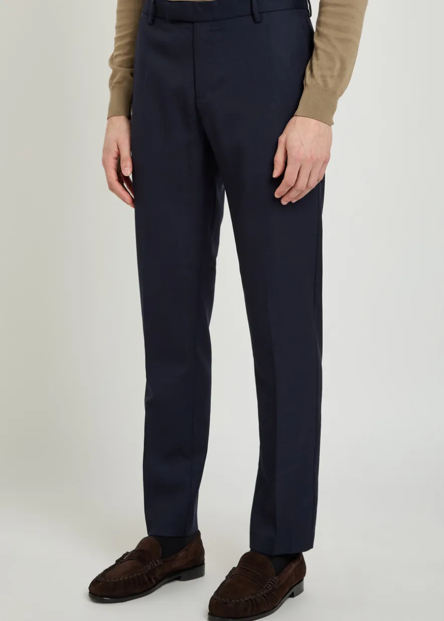 Textured slim-leg stretch-wool trousers