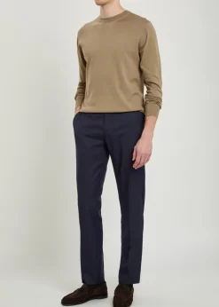 Textured slim-leg stretch-wool trousers