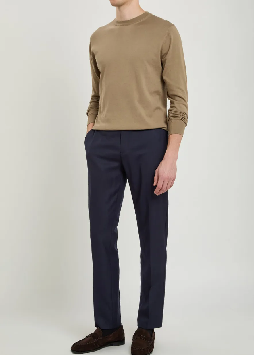 Textured slim-leg stretch-wool trousers