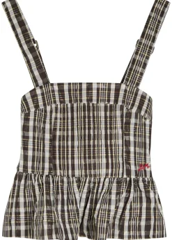 Thalia checked pintucked woven cami top