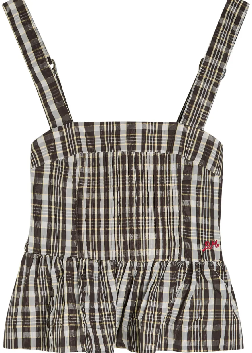 Thalia checked pintucked woven cami top