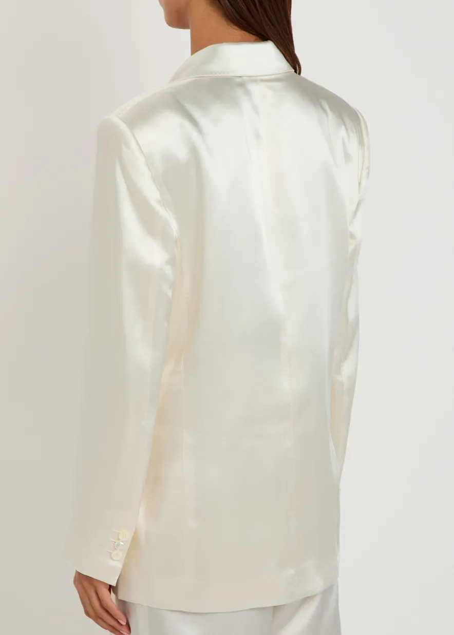The Anna double-breasted satin blazer
