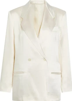 The Anna double-breasted satin blazer