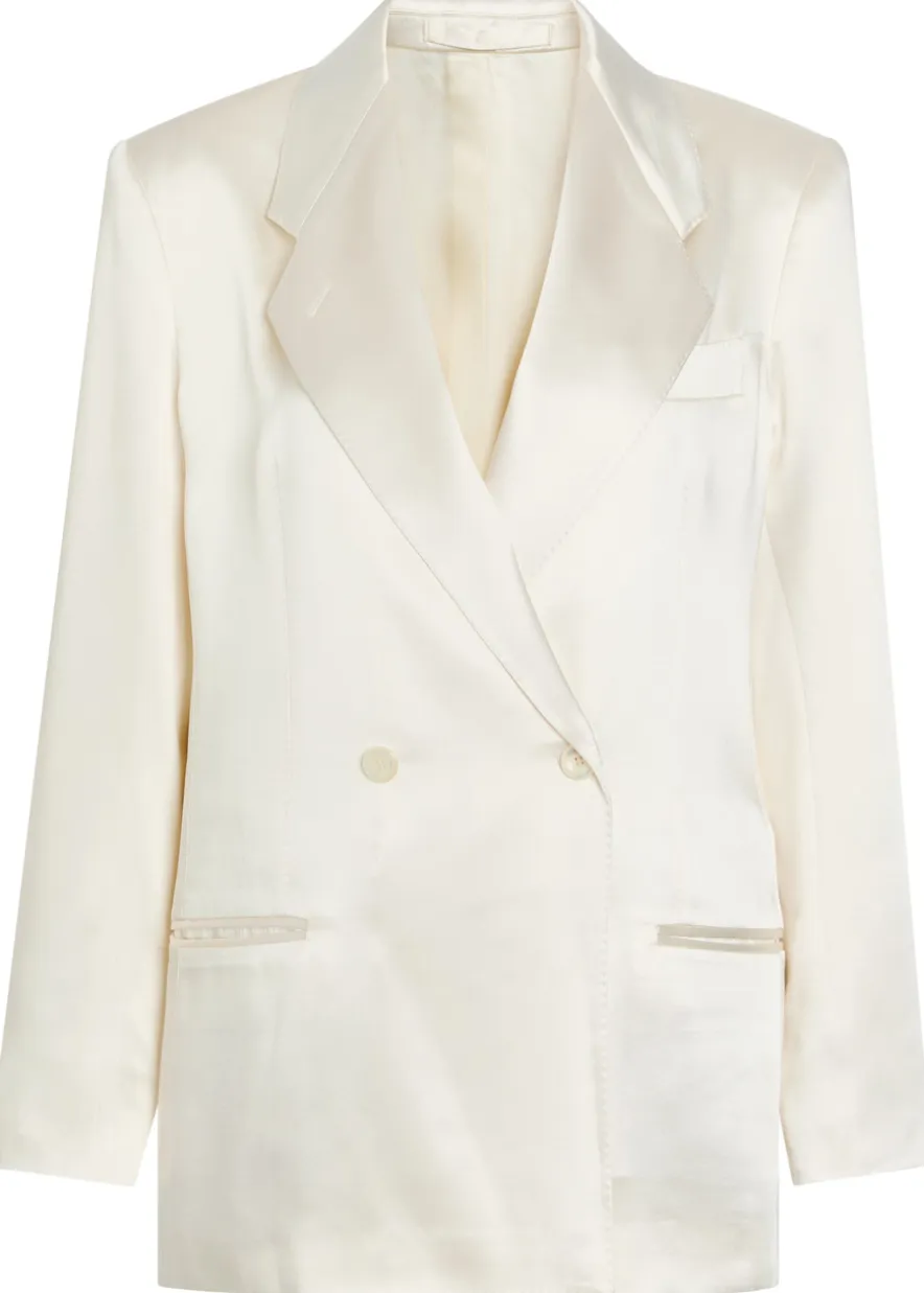 The Anna double-breasted satin blazer