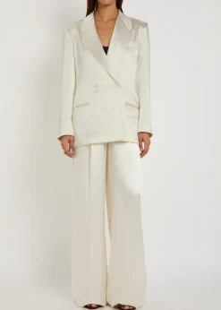 The Anna double-breasted satin blazer