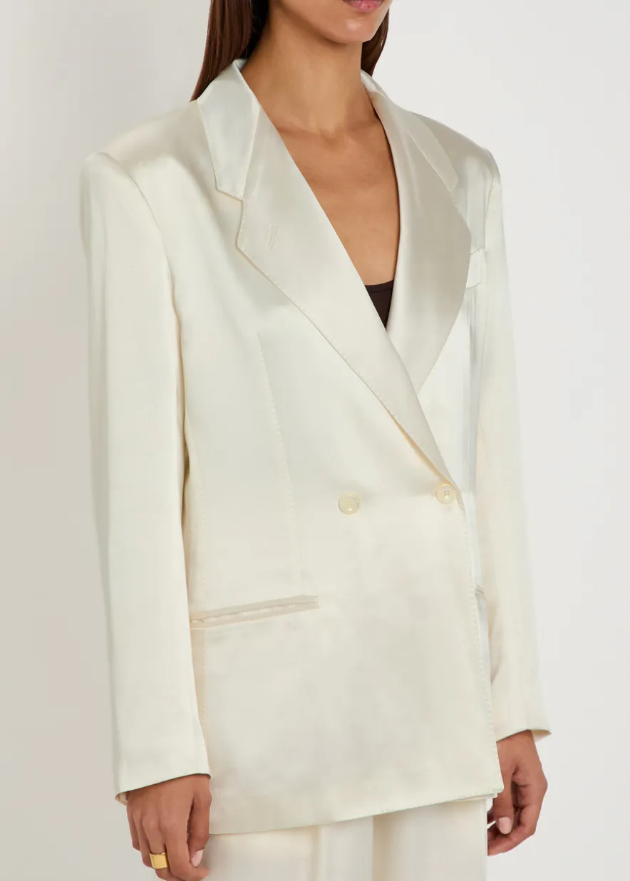 The Anna double-breasted satin blazer