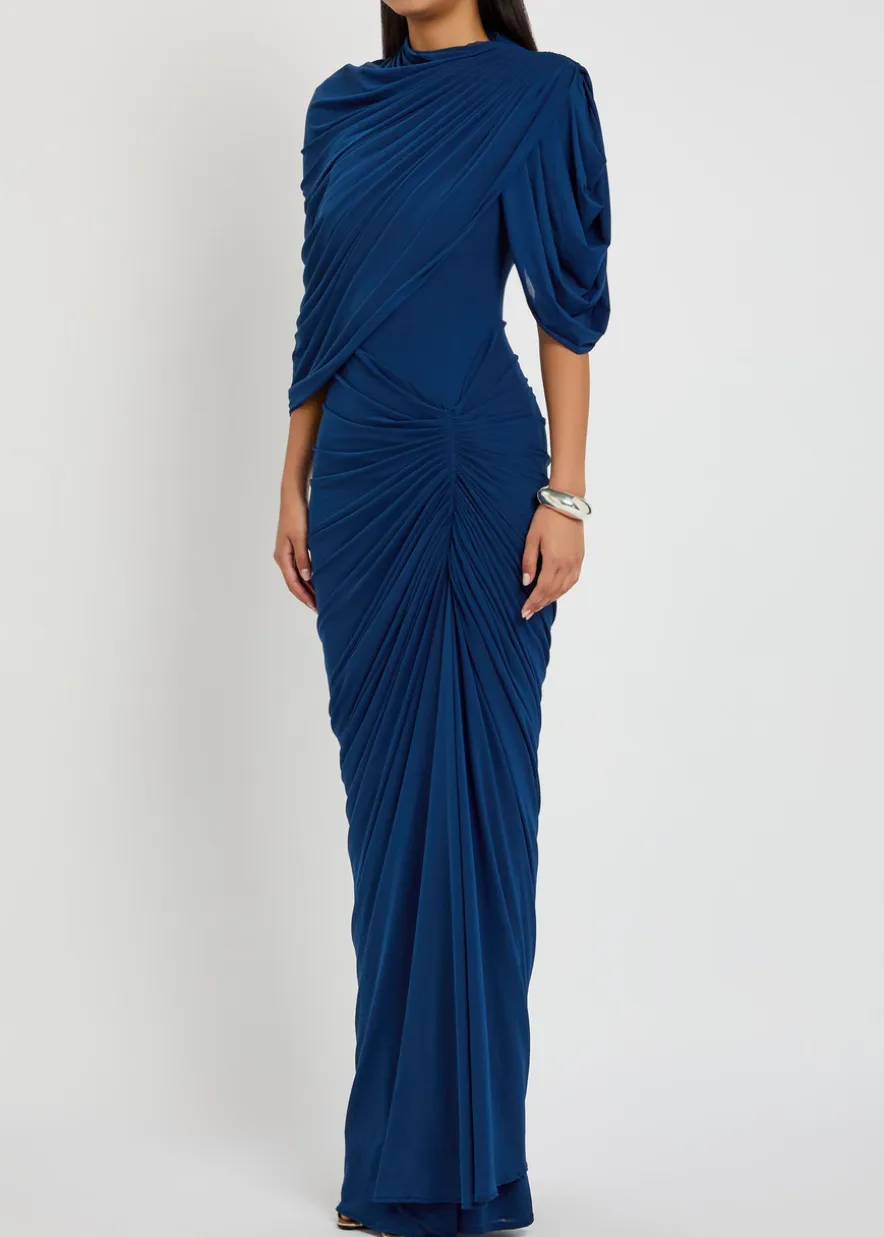 The Beth draped stretch-tulle gown