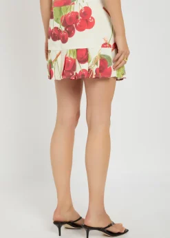 The Cherry Pleat cotton-blend mini skirt
