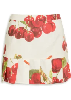 The Cherry Pleat cotton-blend mini skirt