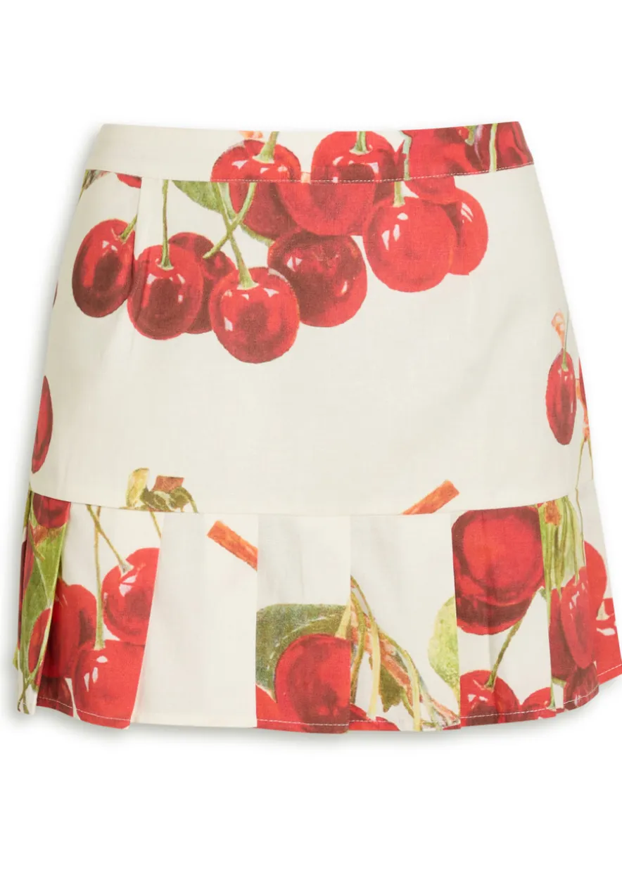 The Cherry Pleat cotton-blend mini skirt