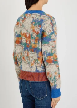 The Crop Varsity printed alpaca and wool-blend jumper