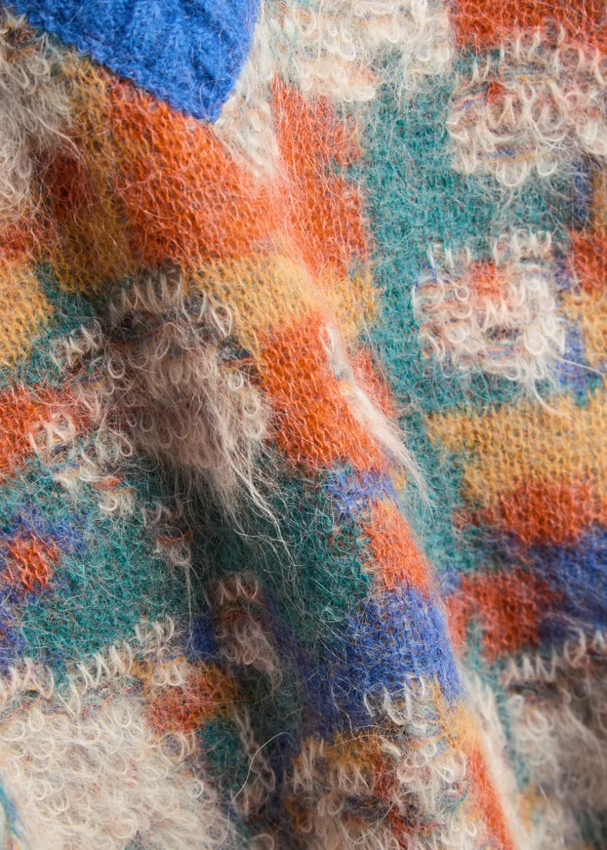 The Crop Varsity printed alpaca and wool-blend jumper