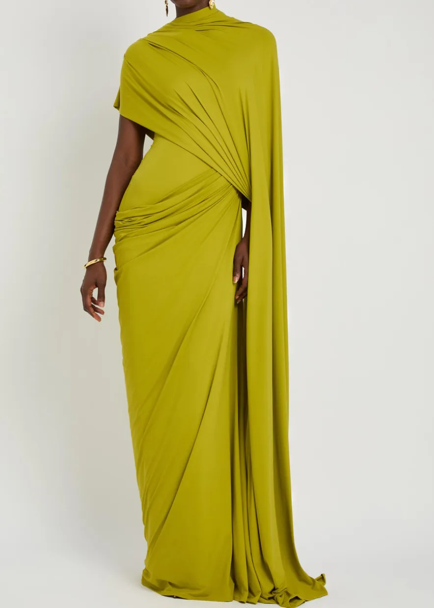 The Daphne draped stretch-jersey gown