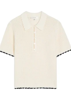 The Daybreak pointelle-knit polo top