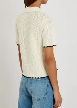 The Daybreak pointelle-knit polo top