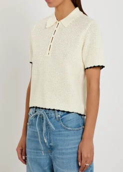 The Daybreak pointelle-knit polo top