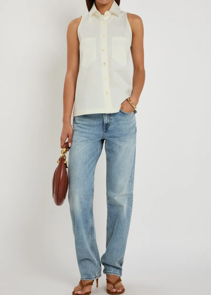 The Emma stretch-twill sleeveless shirt