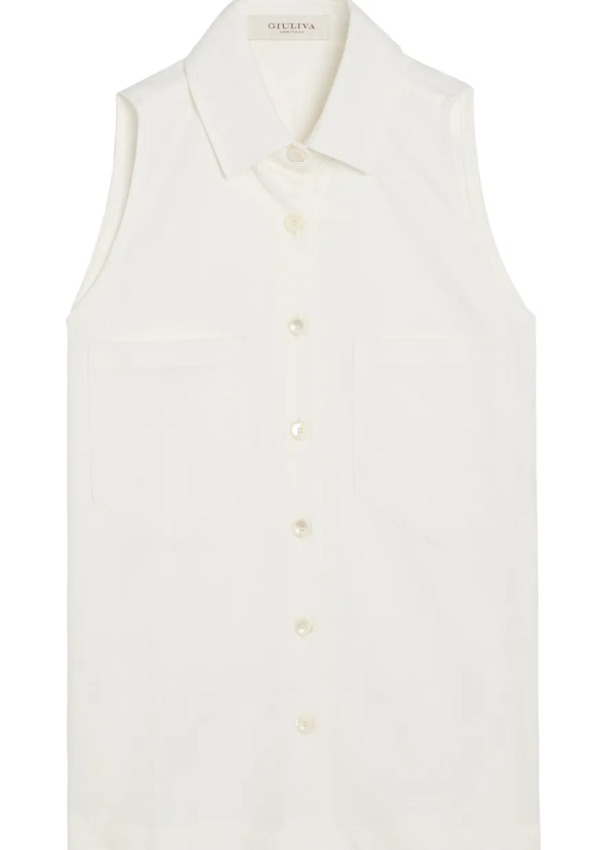 The Emma stretch-twill sleeveless shirt