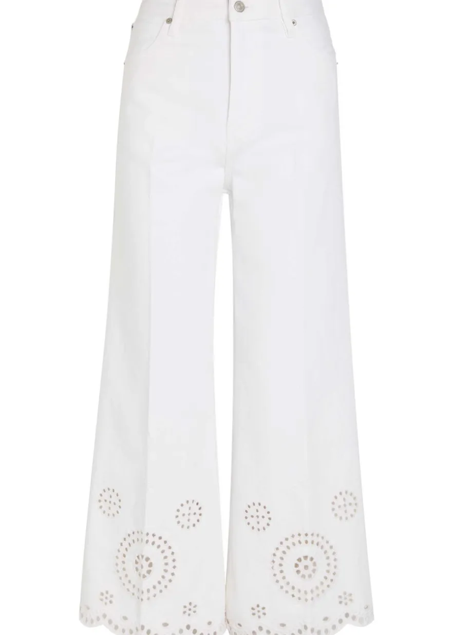 The Eyelet Flare embroidered flared-leg jeans