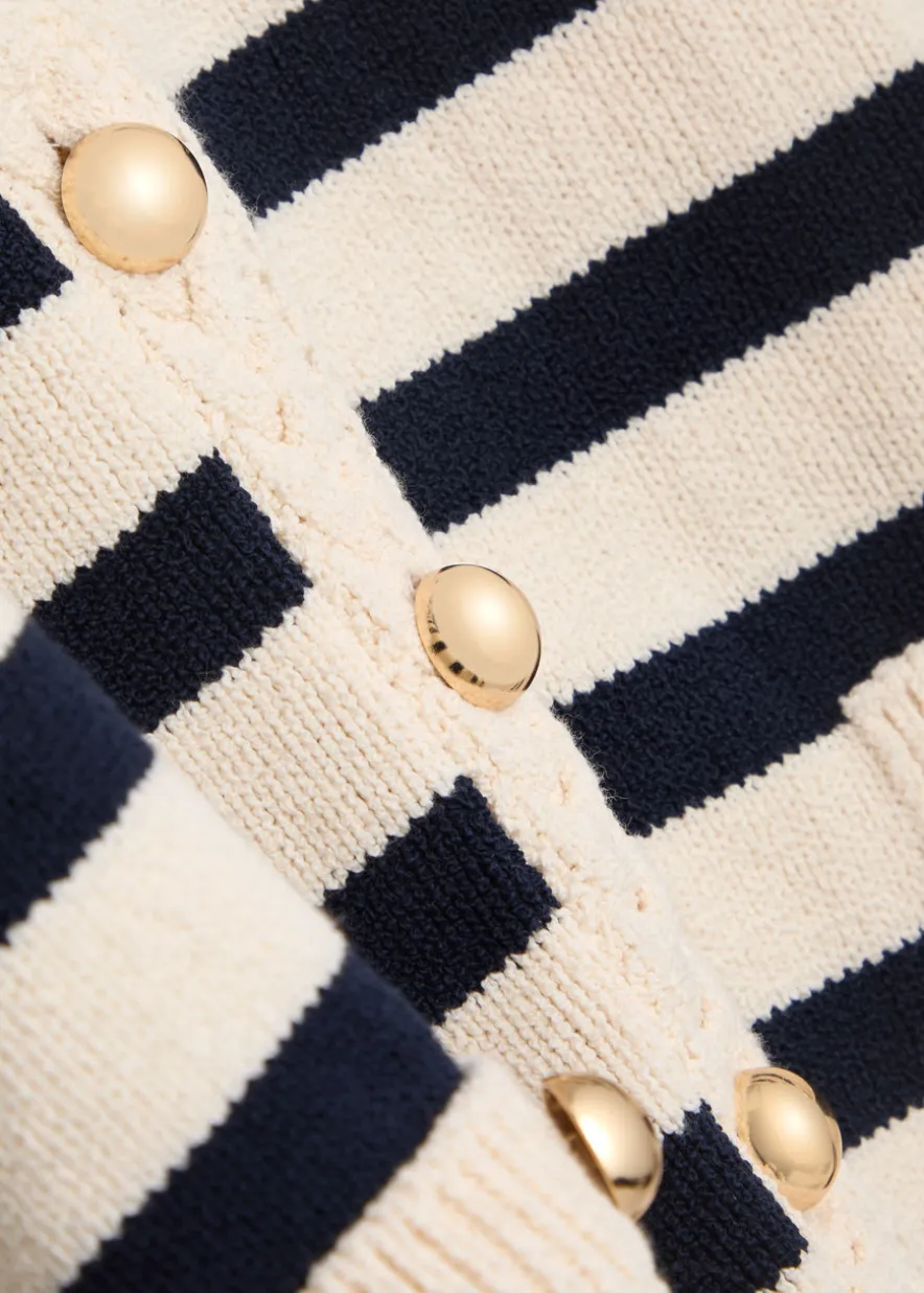 The Harbor striped-intarsia knit cardigan
