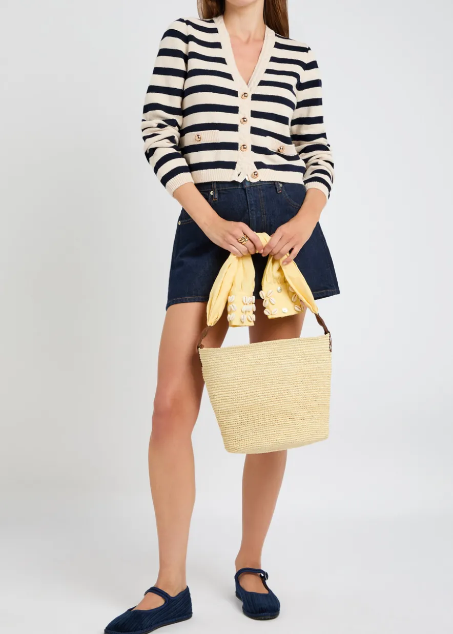 The Harbor striped-intarsia knit cardigan