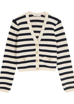 The Harbor striped-intarsia knit cardigan