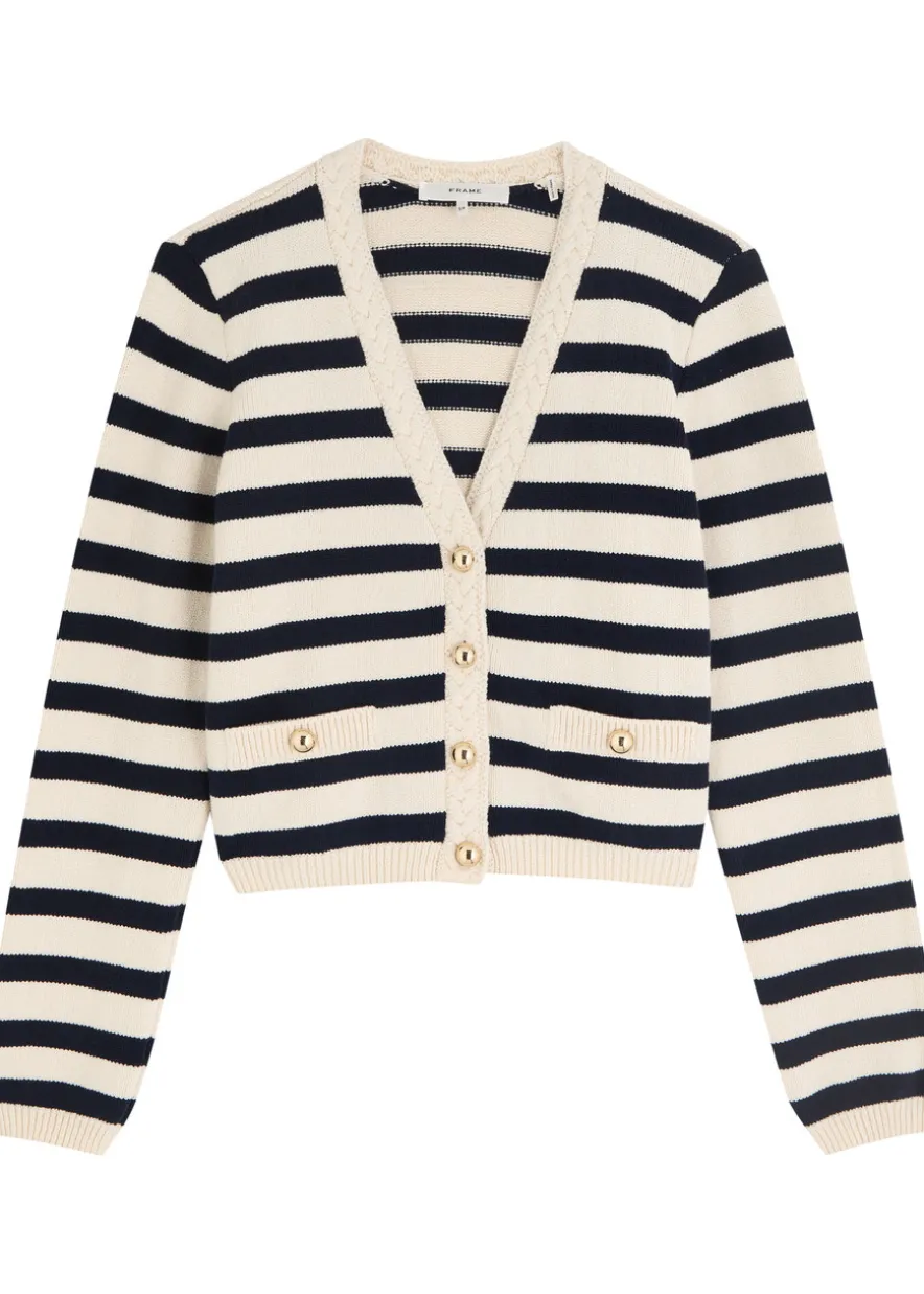 The Harbor striped-intarsia knit cardigan