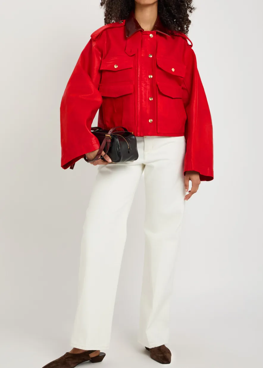 The Henderson leather collar waxed canvas jacket