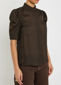 The Houndstooth Gillian silk top