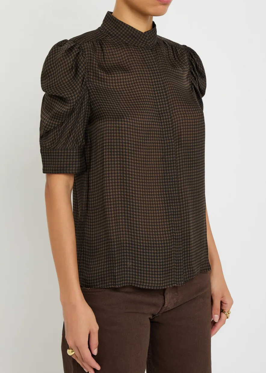 The Houndstooth Gillian silk top