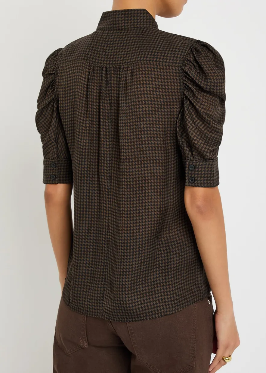 The Houndstooth Gillian silk top