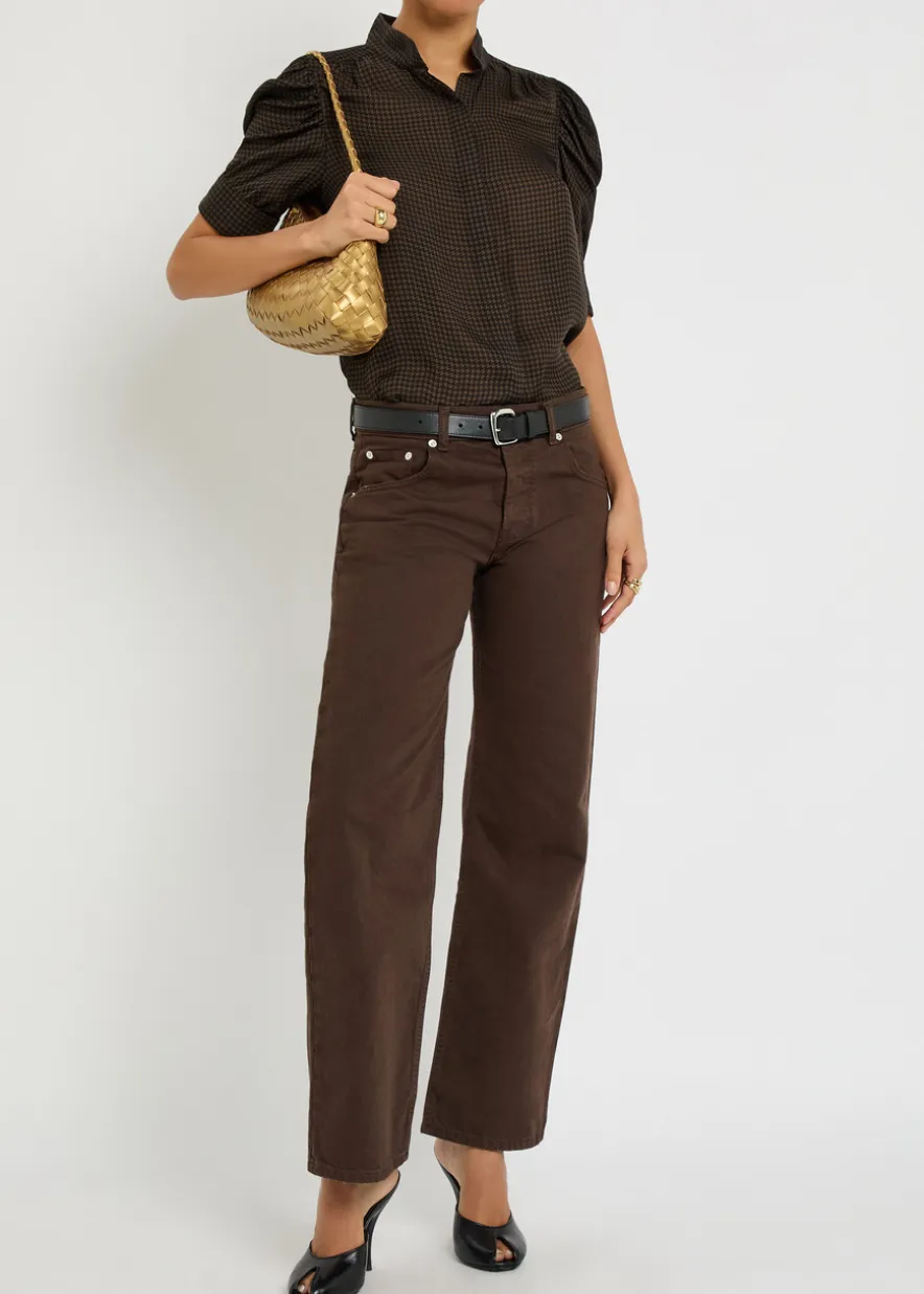 The Houndstooth Gillian silk top