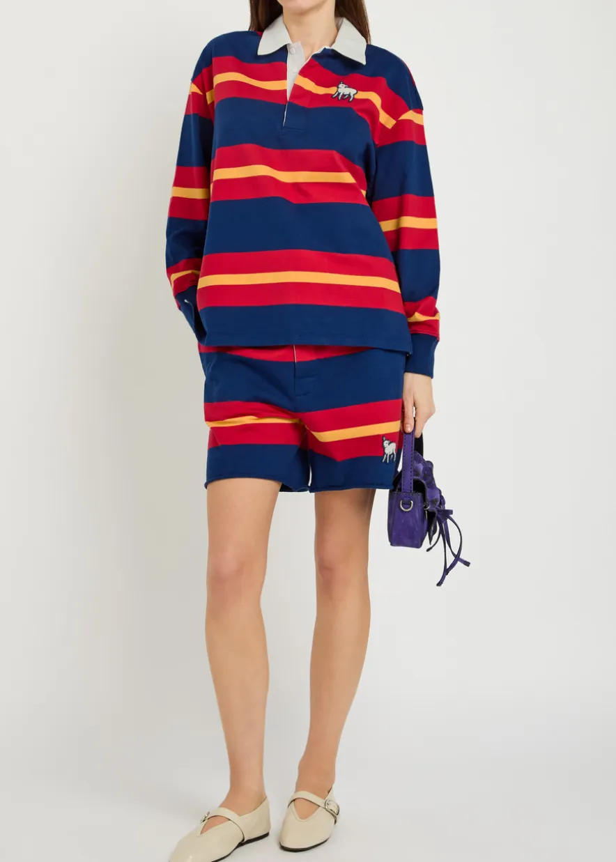 The Huddle striped cotton polo shirt