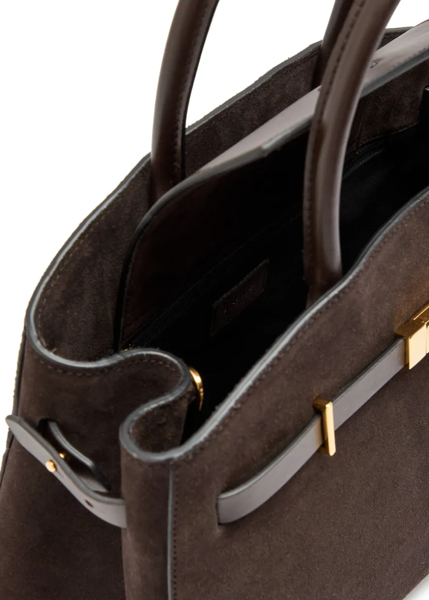 The Hudson midi grained leather top handle bag