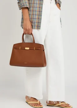 The Hudson midi grained leather top handle bag